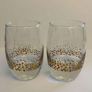 Pair of BB Bailey’s Irish Cream Bar Glasses Heavy With Gold Dots Confetti